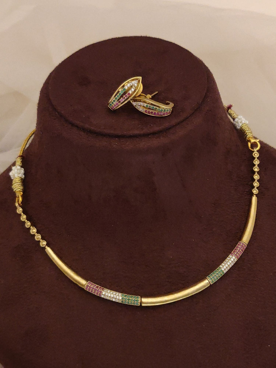 Abdesigns Gold Plated Single Line Necklace Set