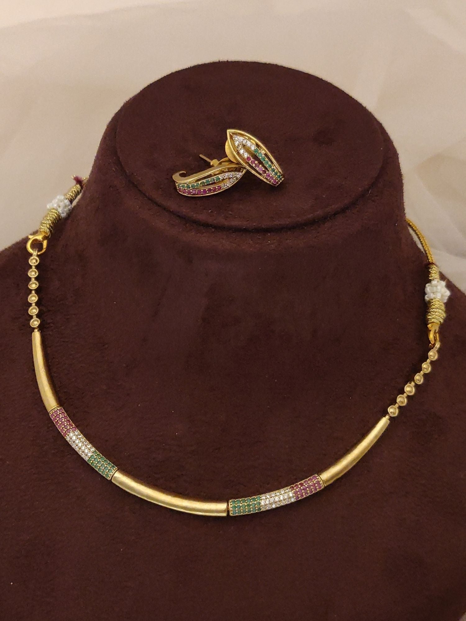 Abdesigns Gold Plated Single Line Necklace Set