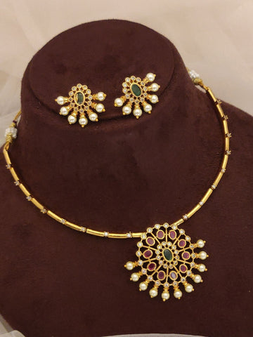 Abdesigns Gold Plated Kempstone Necklace Set