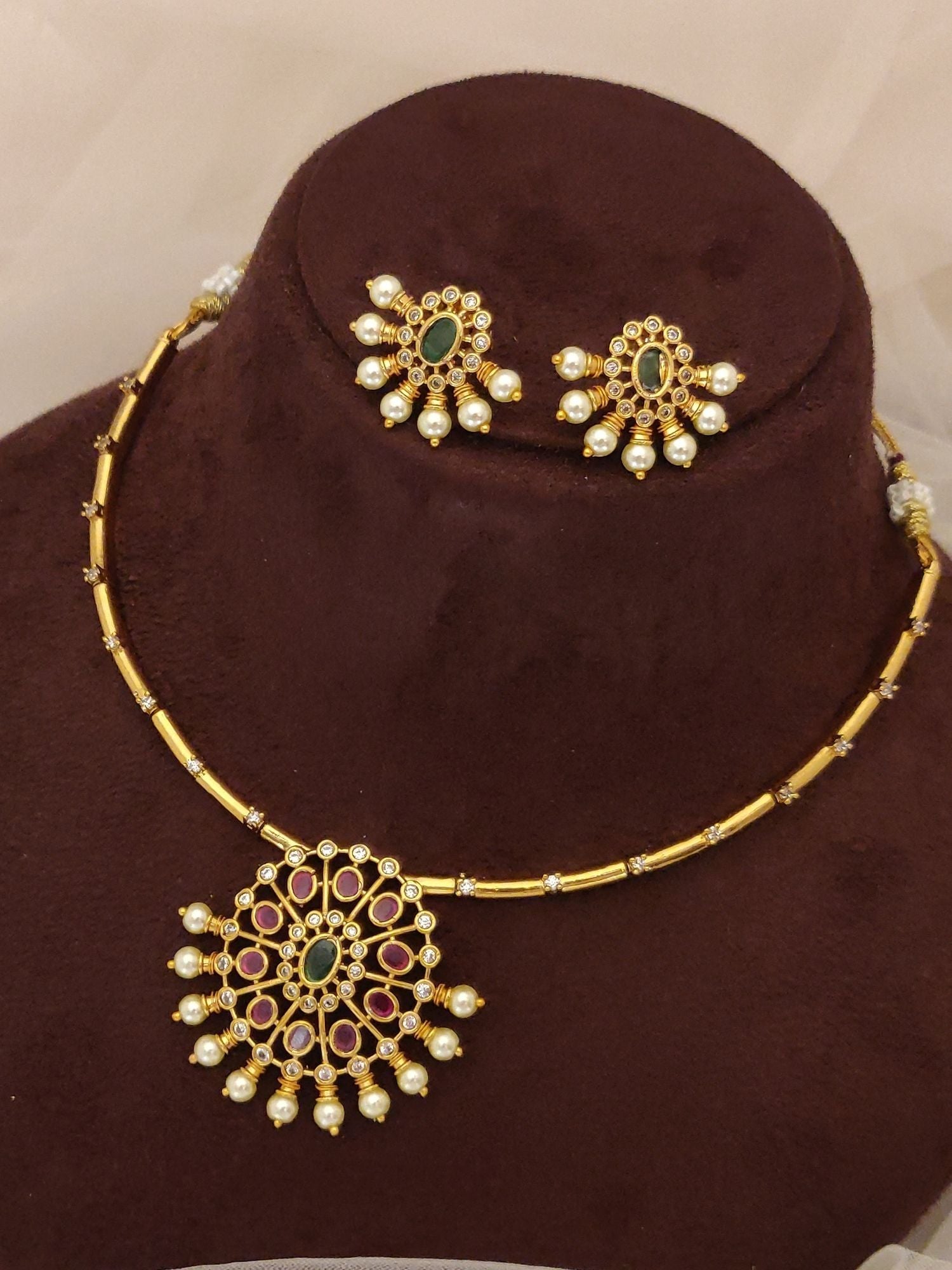 Abdesigns Gold Plated Kempstone Necklace Set
