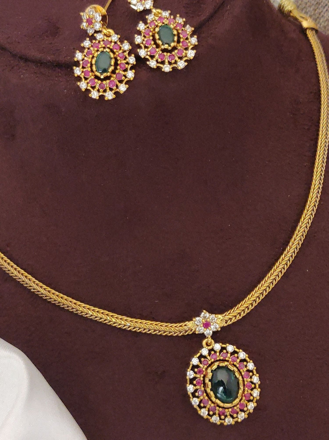 Abdesigns Gold Plated Single Line Necklace Set