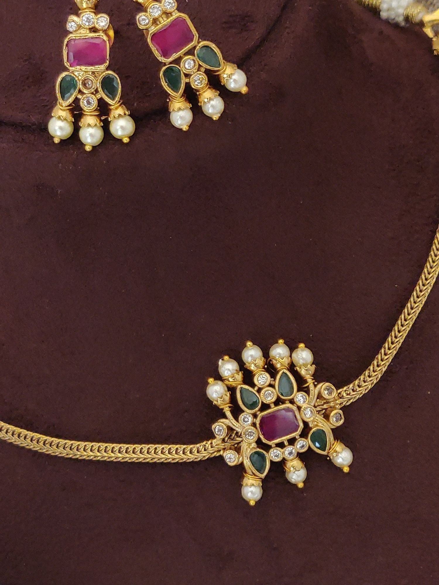 Abdesigns Gold Plated Single Line Necklace Set