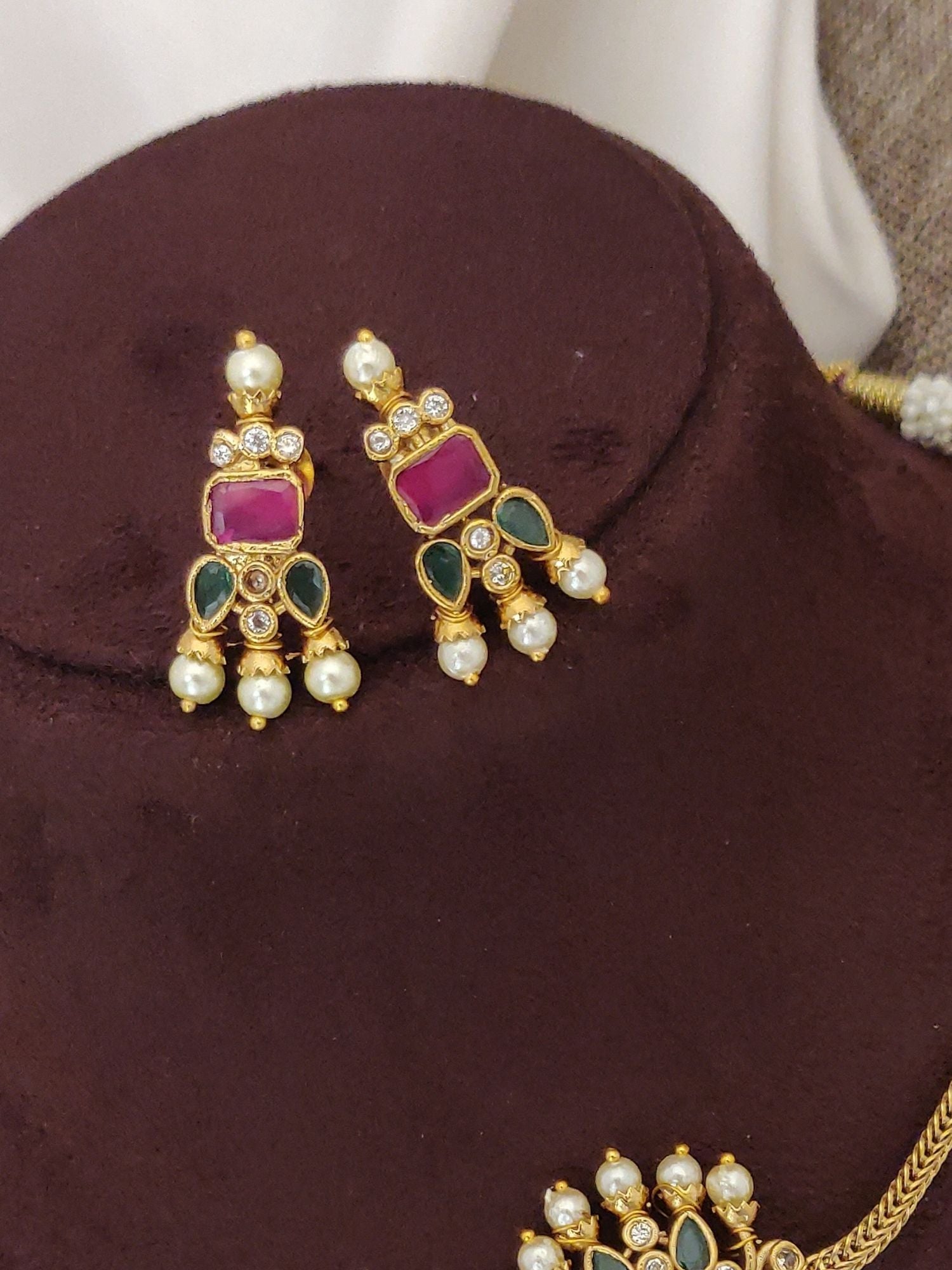 Abdesigns Gold Plated Single Line Necklace Set