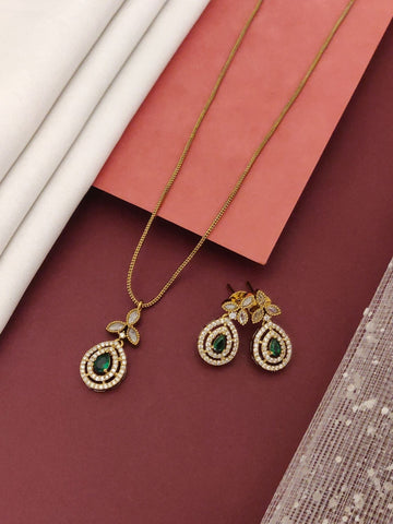 Abdesigns Gold Plated KempStone Pendant Set