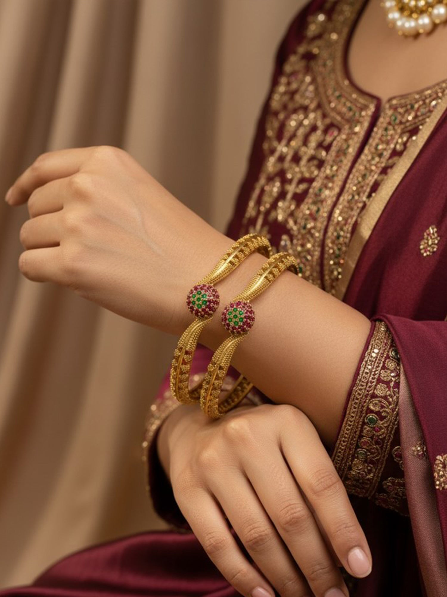 Abdesigns Traditional Gold Plated Daily Wear Bangles for Women