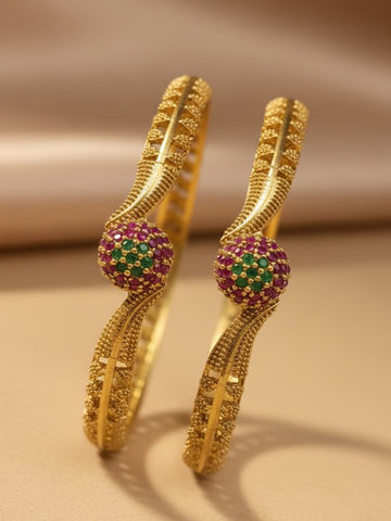 Abdesigns Traditional Gold Plated Daily Wear Bangles for Women