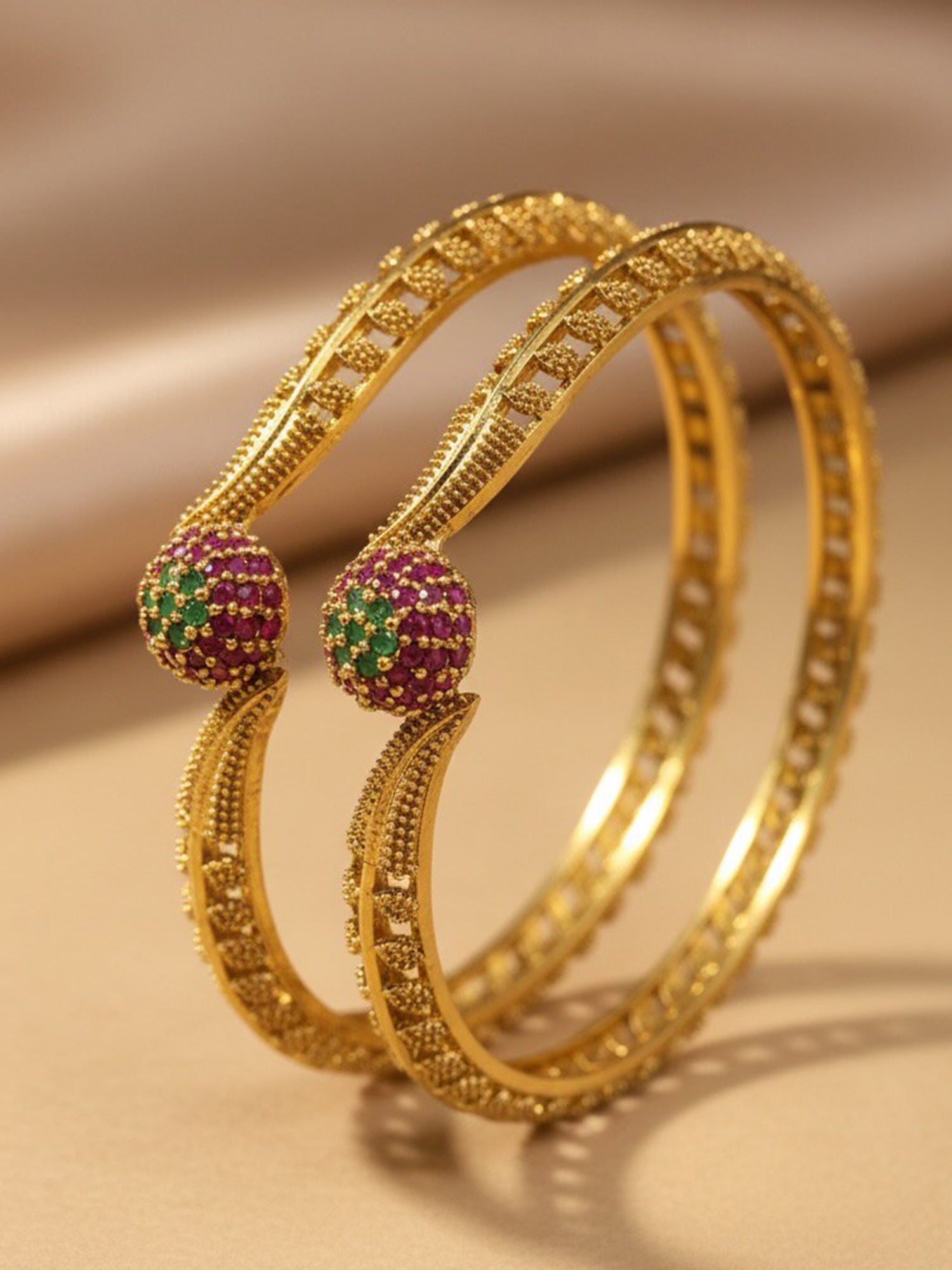 Abdesigns Traditional Gold Plated Daily Wear Bangles for Women