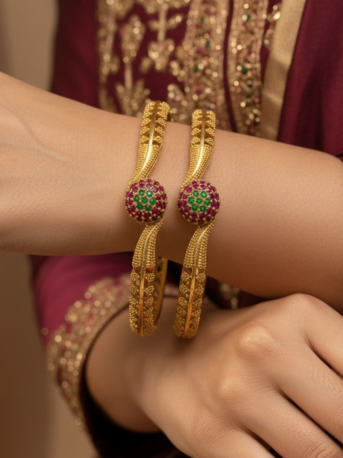 Abdesigns Traditional Gold Plated Daily Wear Bangles for Women