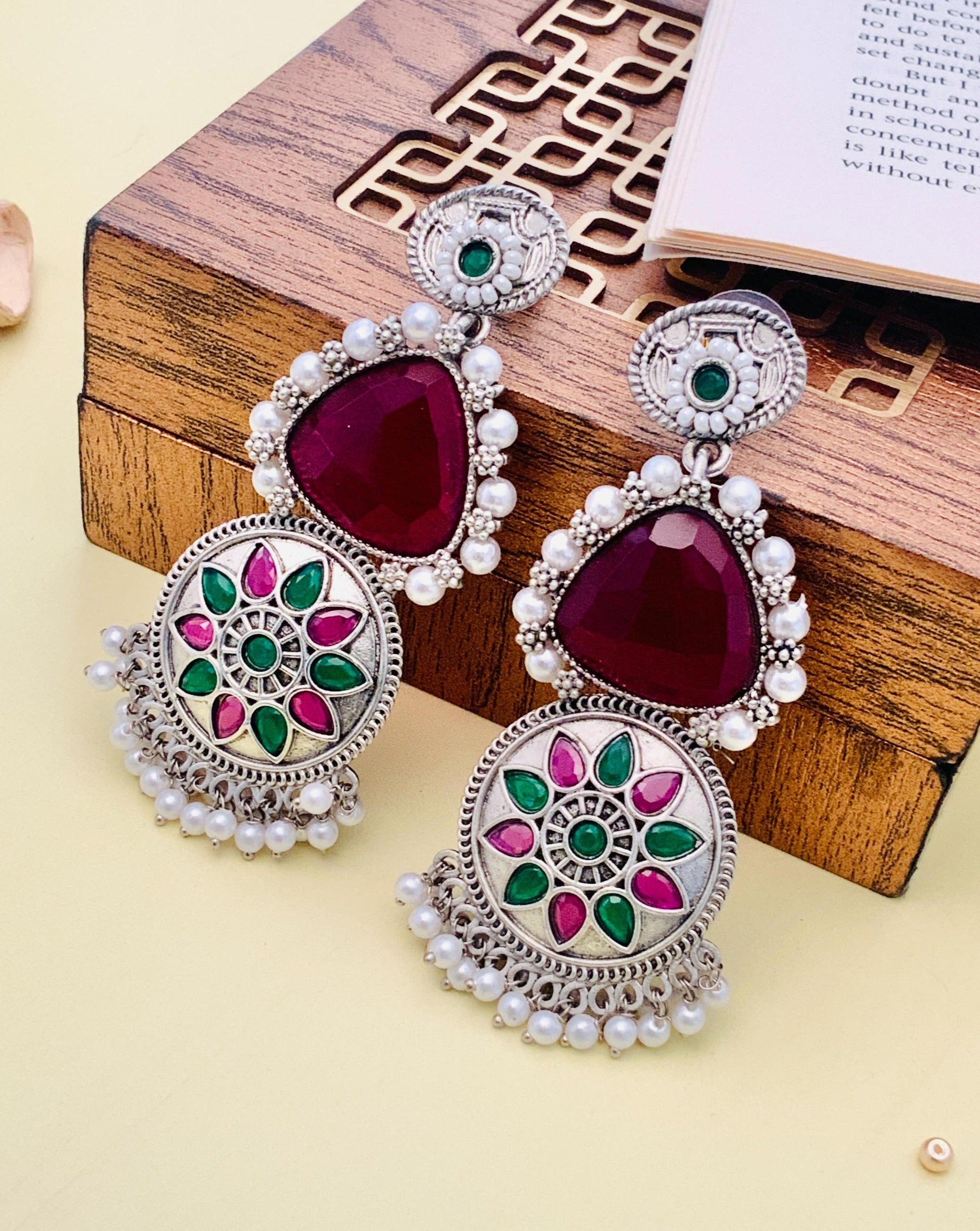 Stunning Bright Coloured German Silver Earring