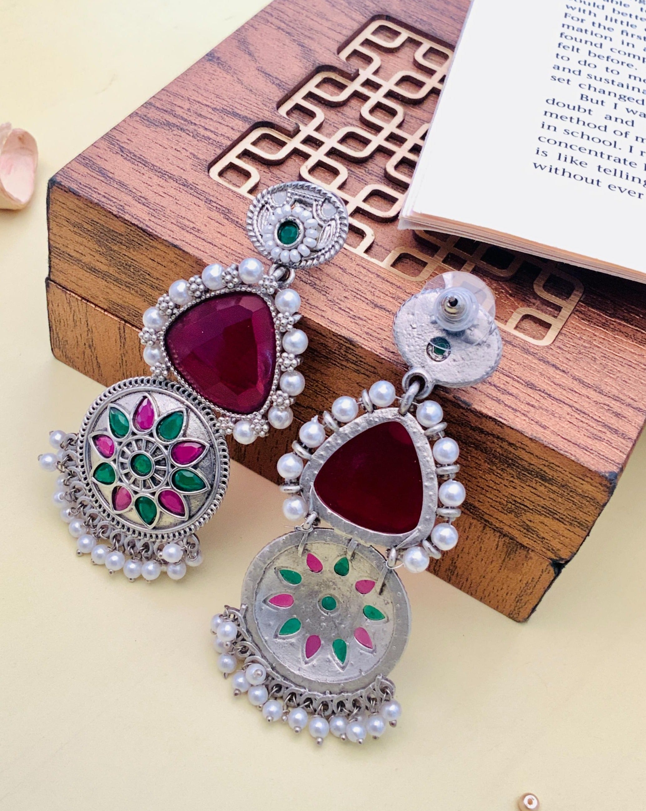 Stunning Bright Coloured German Silver Earring