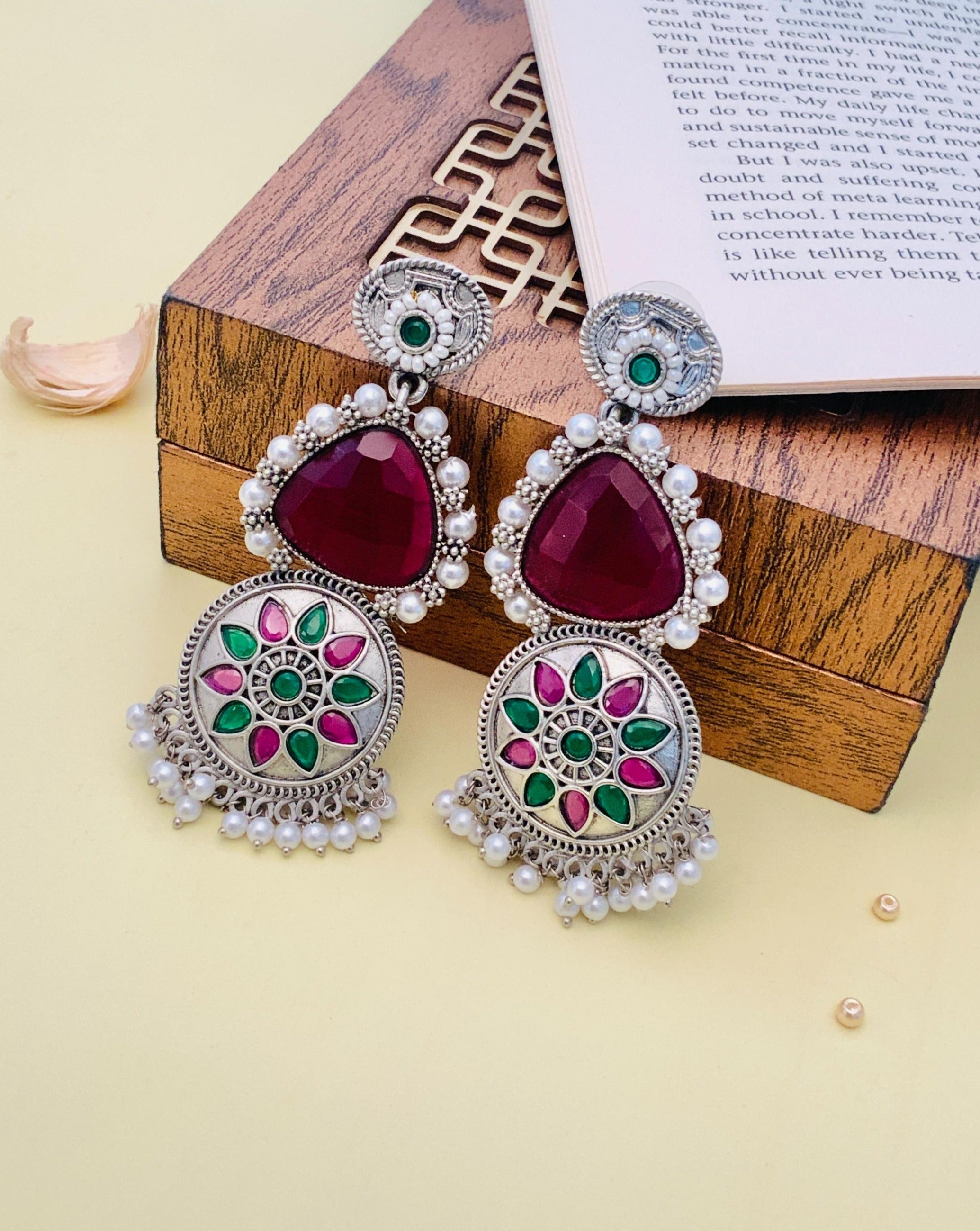 Stunning Bright Coloured German Silver Earring