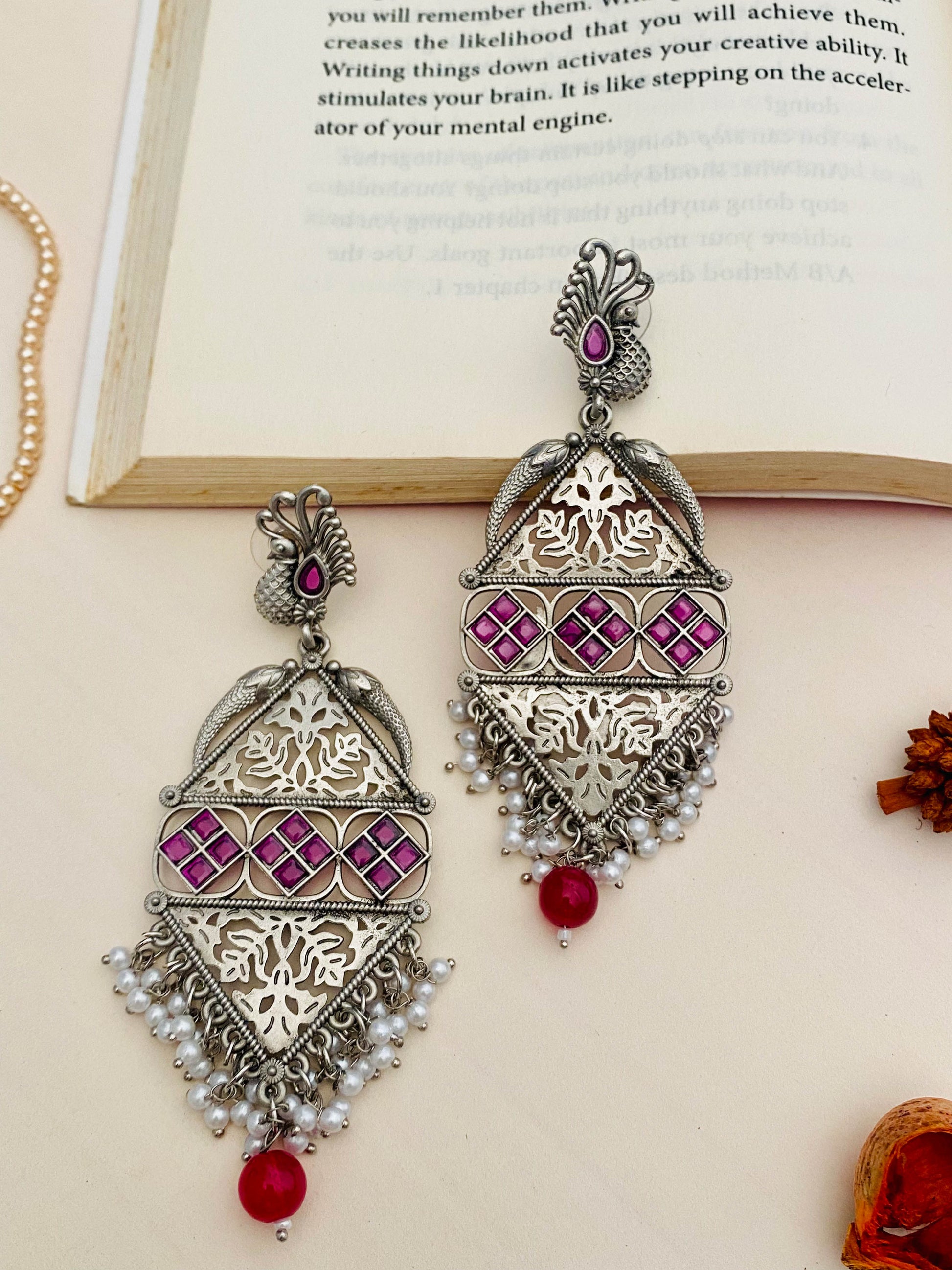 Festive German Silver Earrings