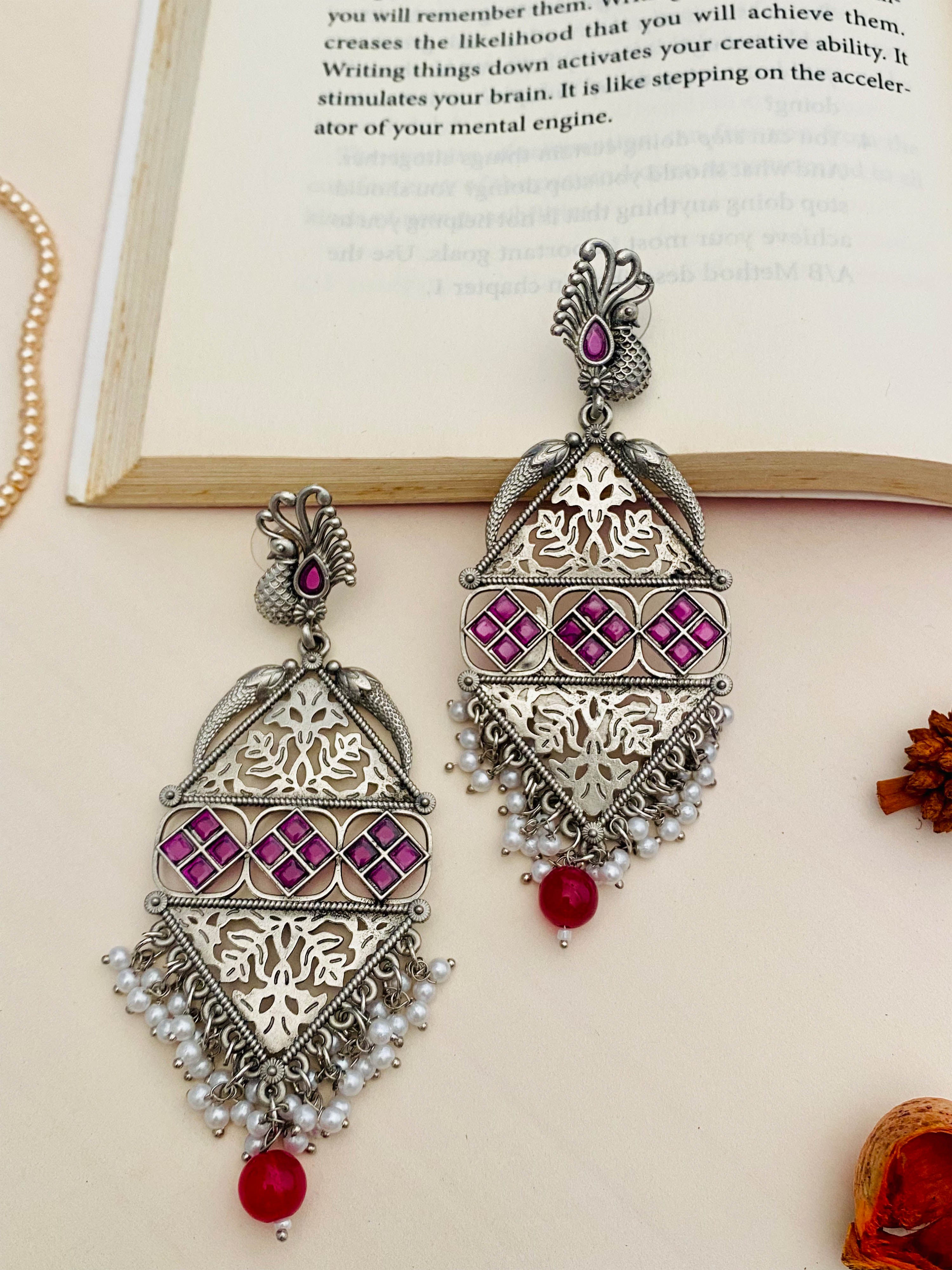 Festive German Silver Earrings