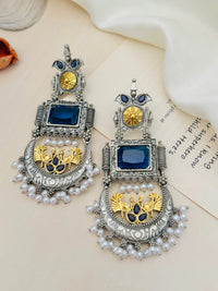 Thumbnail for High Quality German Silver Dual Tone Peacock Earrings