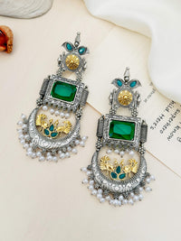 Thumbnail for High Quality German Silver Dual Tone Peacock Earrings