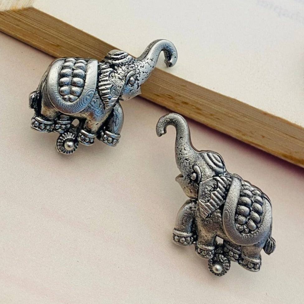 Minimal Elephant German Silver Earring - Abdesignsjewellery