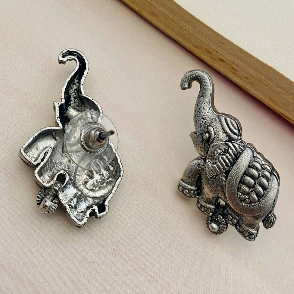 Minimal Elephant German Silver Earring - Abdesignsjewellery