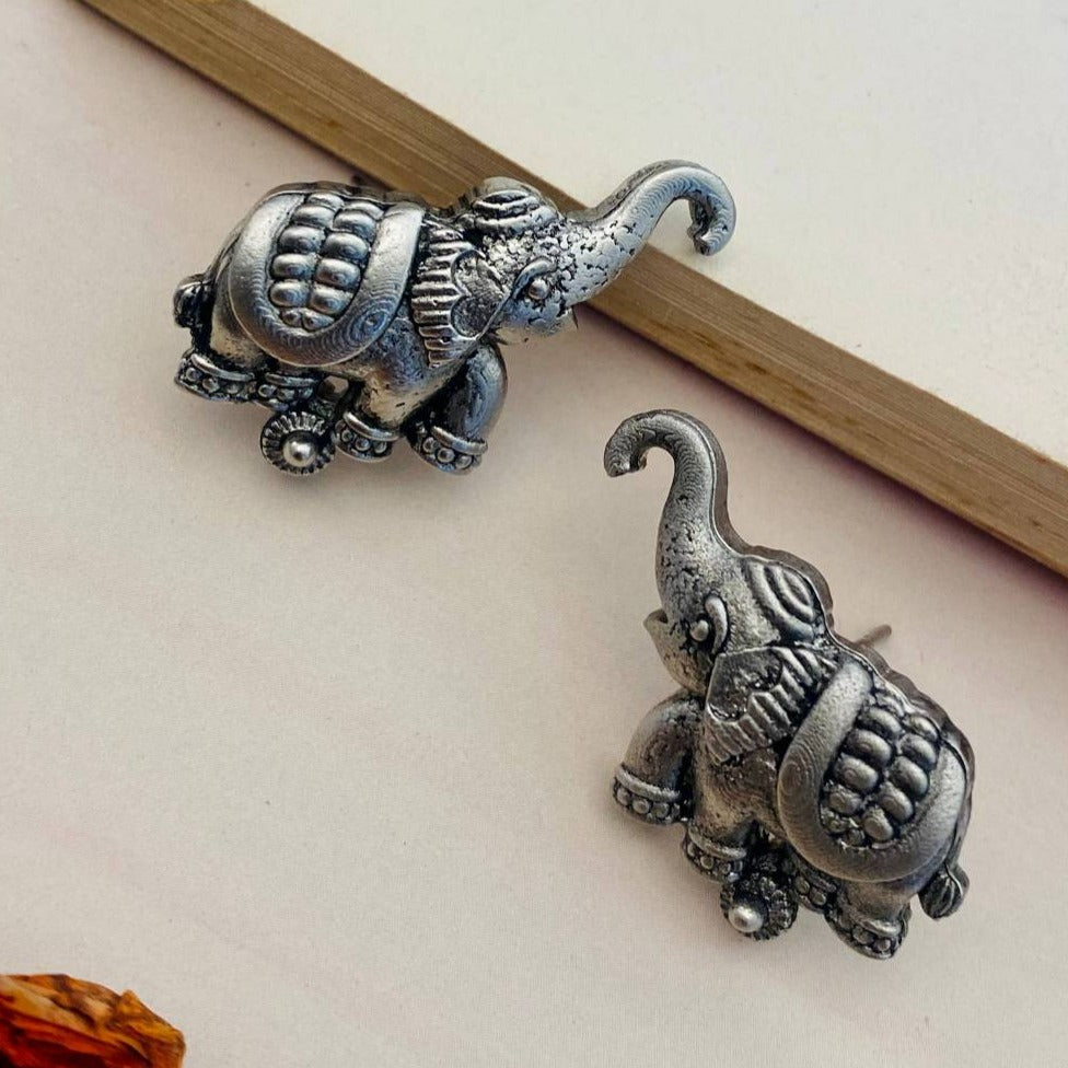 Minimal Elephant German Silver Earring - Abdesignsjewellery