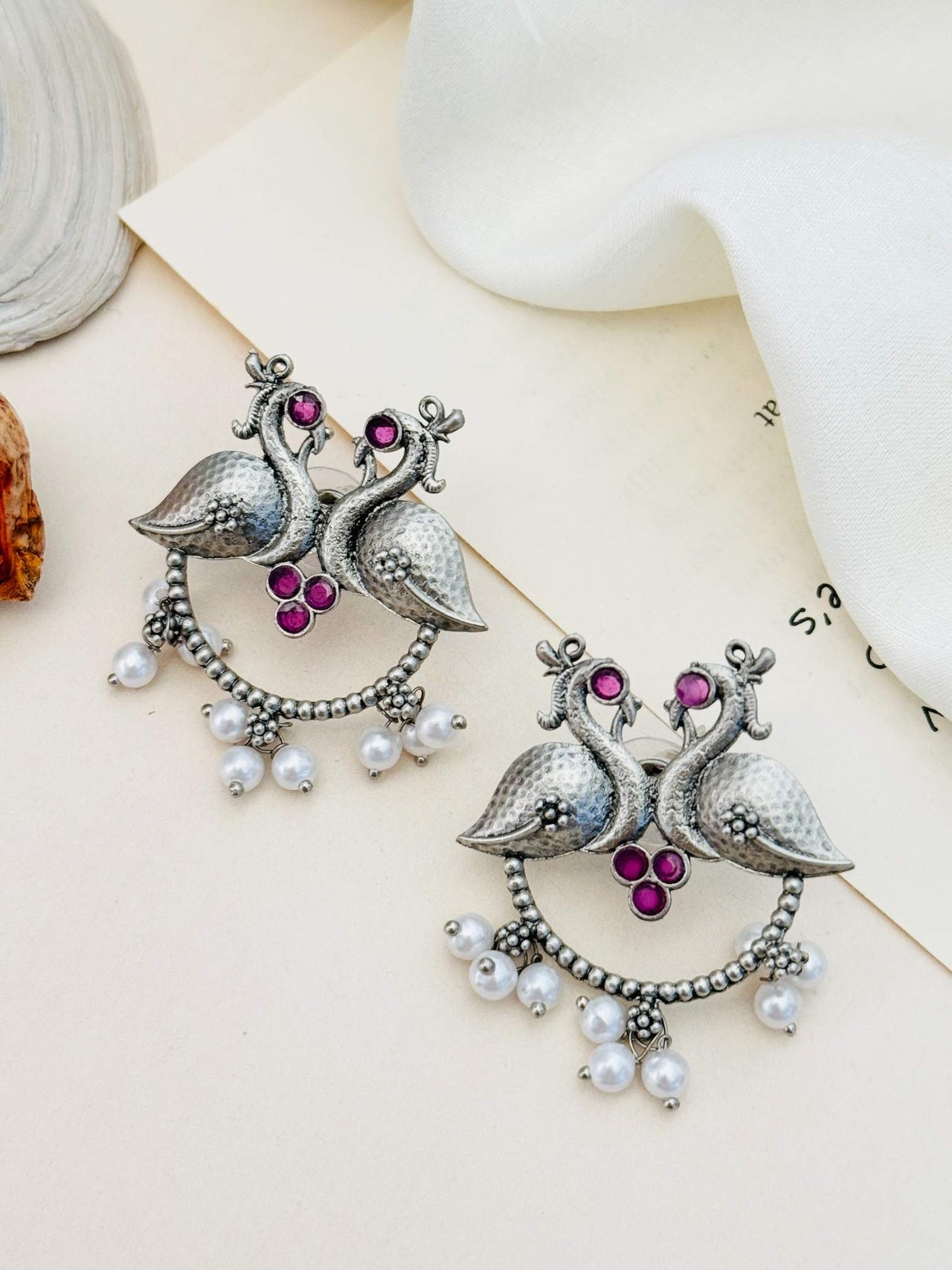 German Silver Plated Peacock Earring