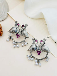 Thumbnail for German Silver Plated Peacock Earring