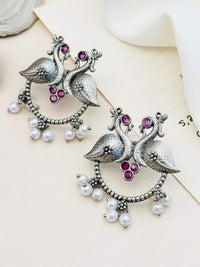 Thumbnail for German Silver Plated Peacock Earring