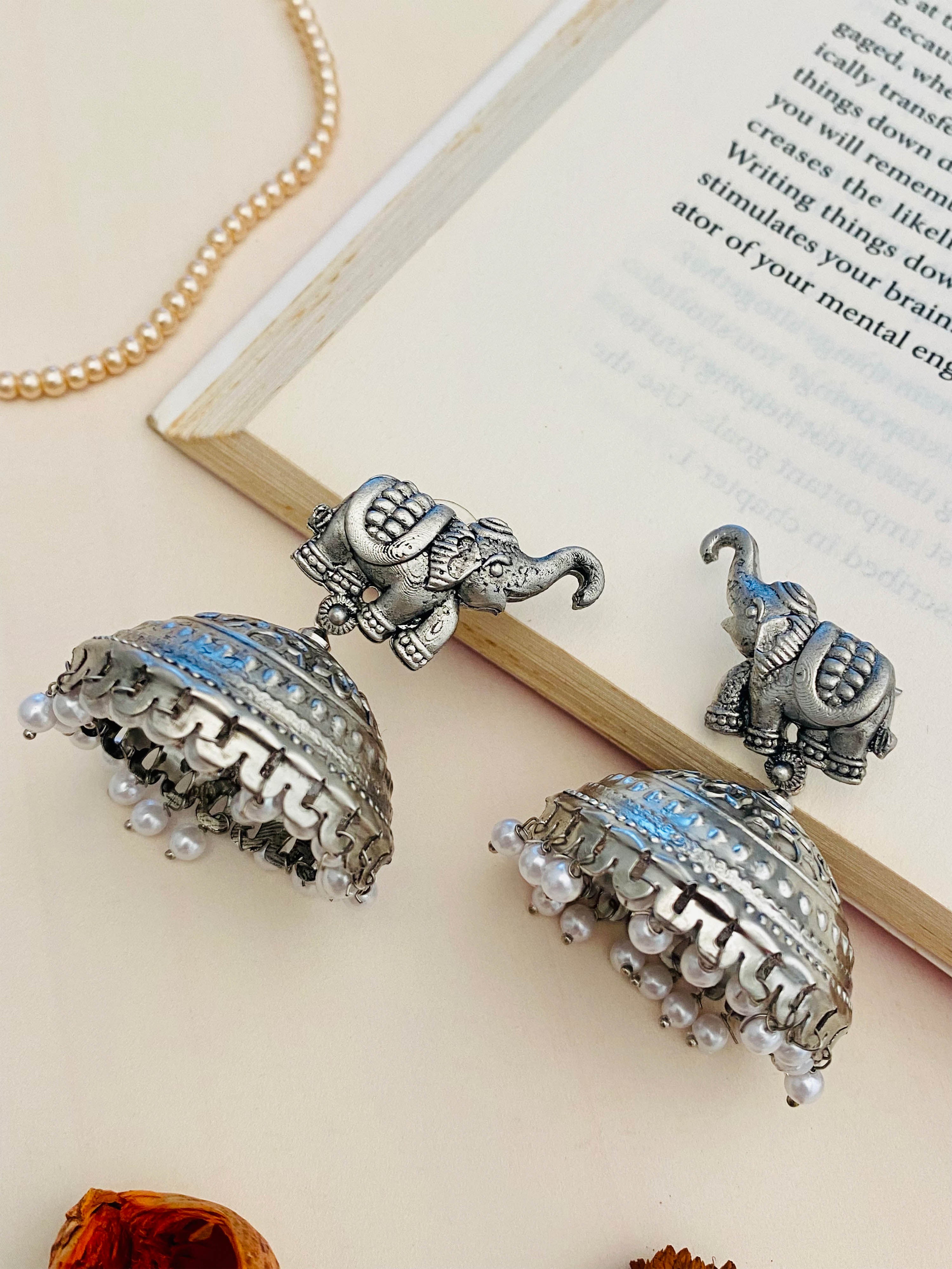 Elephant High Quality German Silver Earrings - Abdesignsjewellery