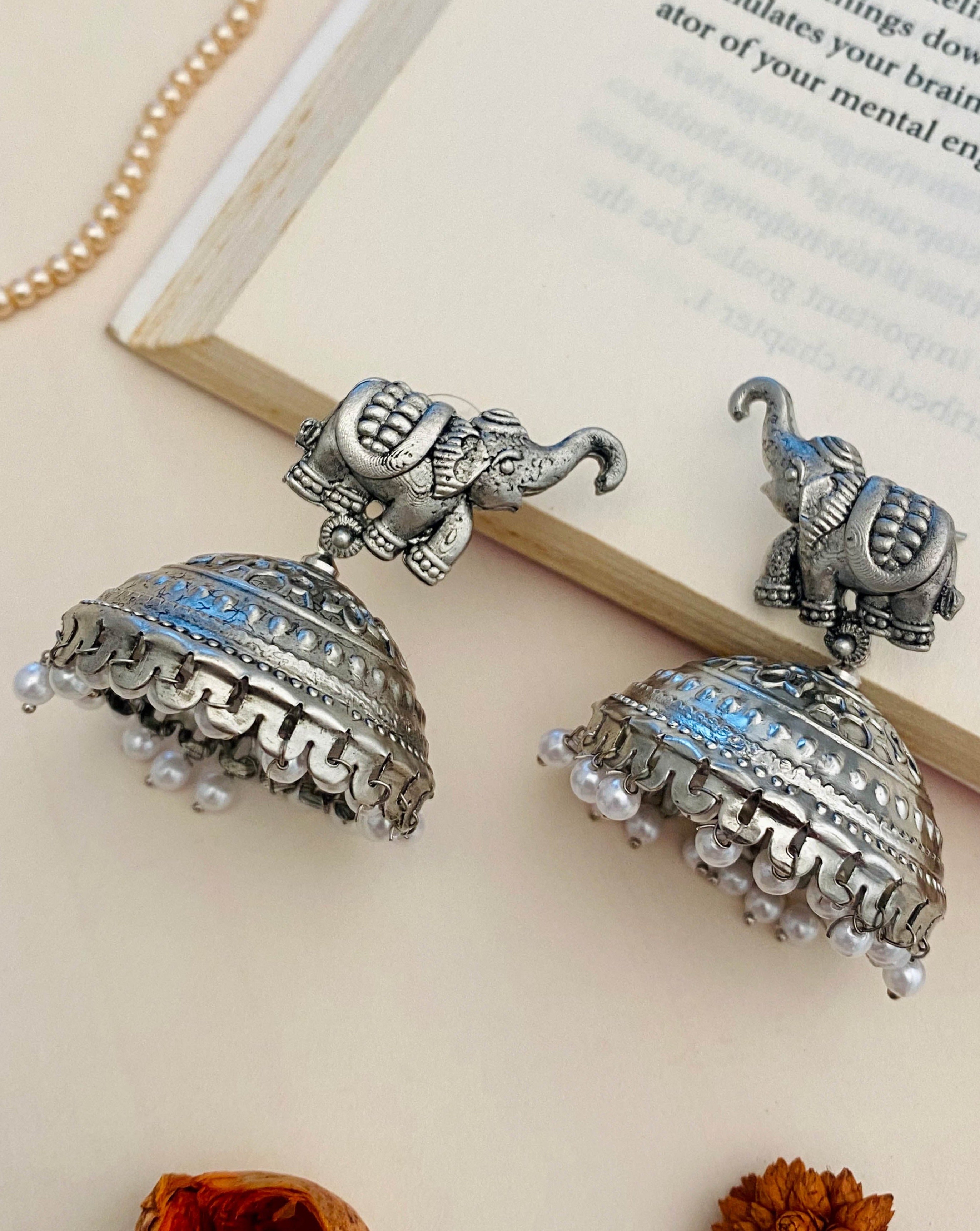 Elephant High Quality German Silver Earrings - Abdesignsjewellery