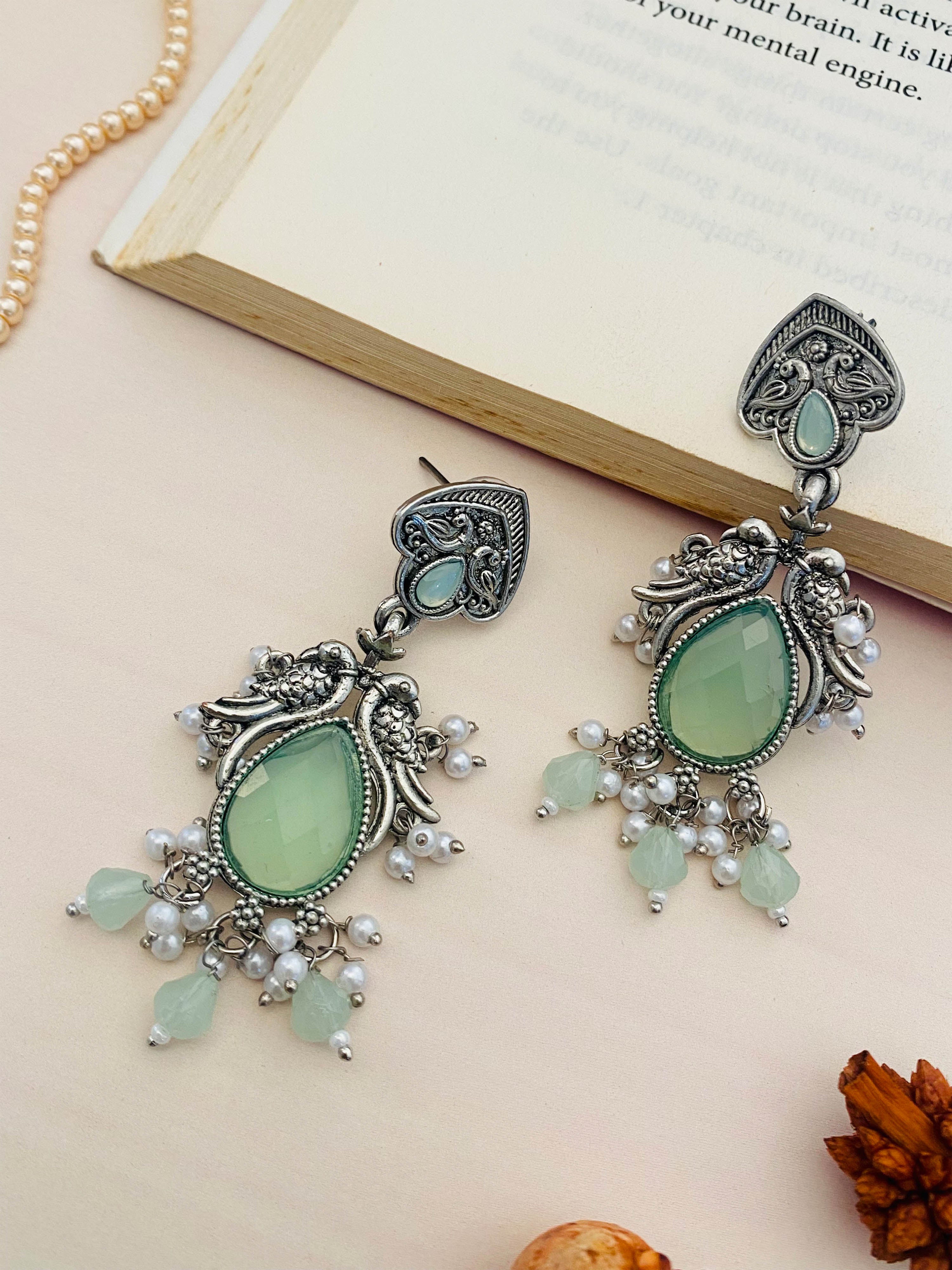 Graceful High Quality German Silver Earrings - Abdesignsjewellery