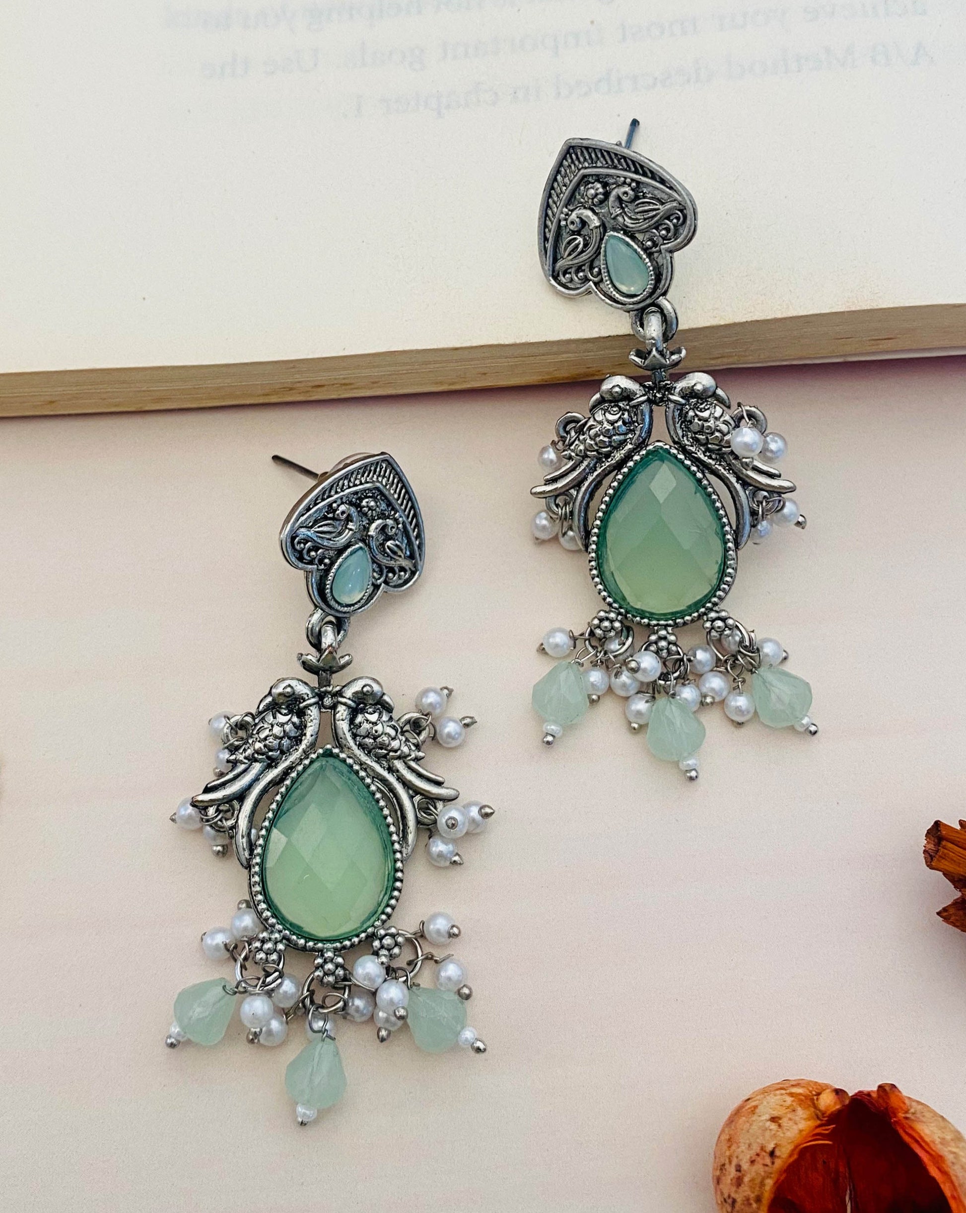Graceful High Quality German Silver Earrings - Abdesignsjewellery