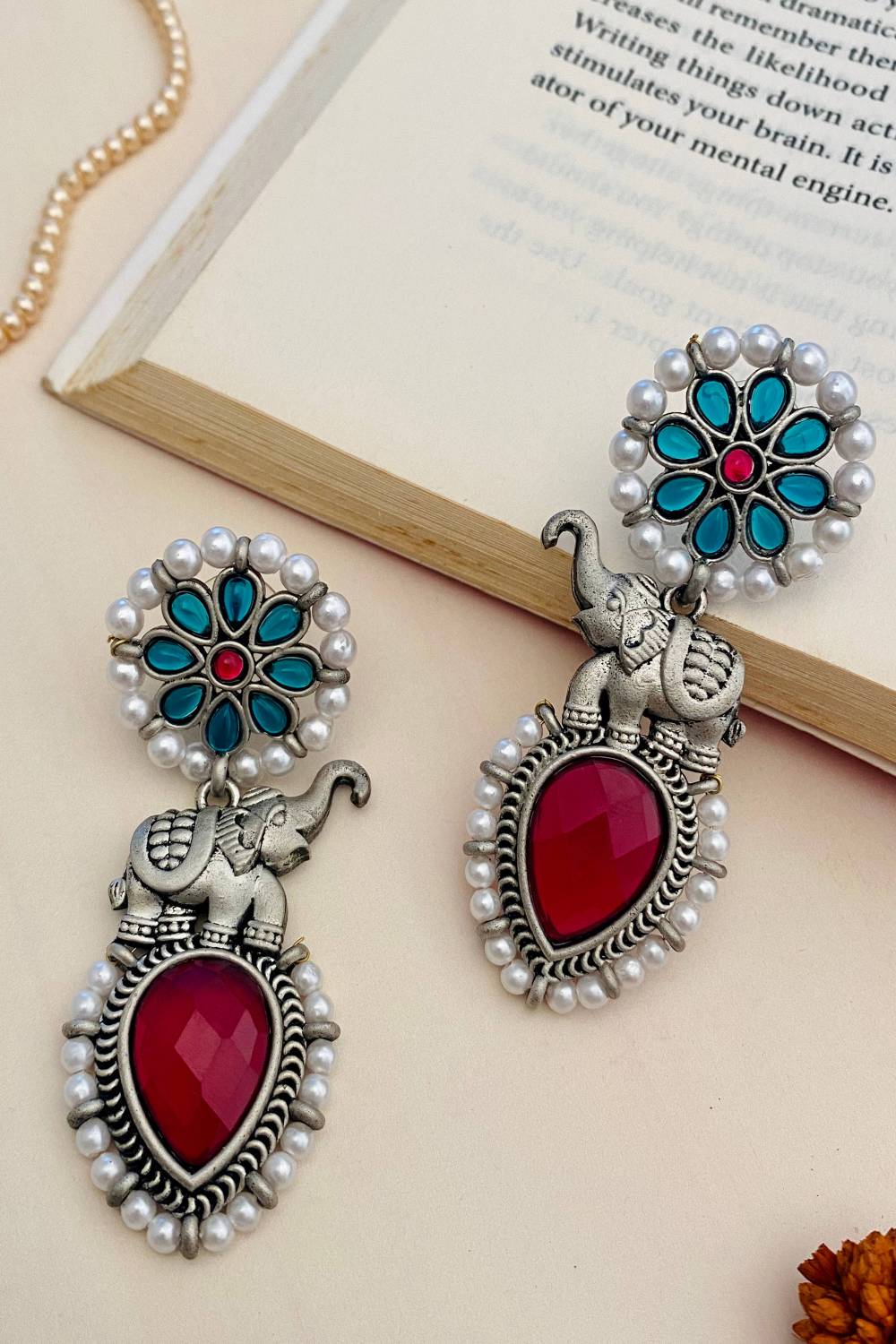 Jewels Dunia Brass German Silver Oxidized Antique Polish Stone Earring For  Women at Rs 250/pair in Jaipur