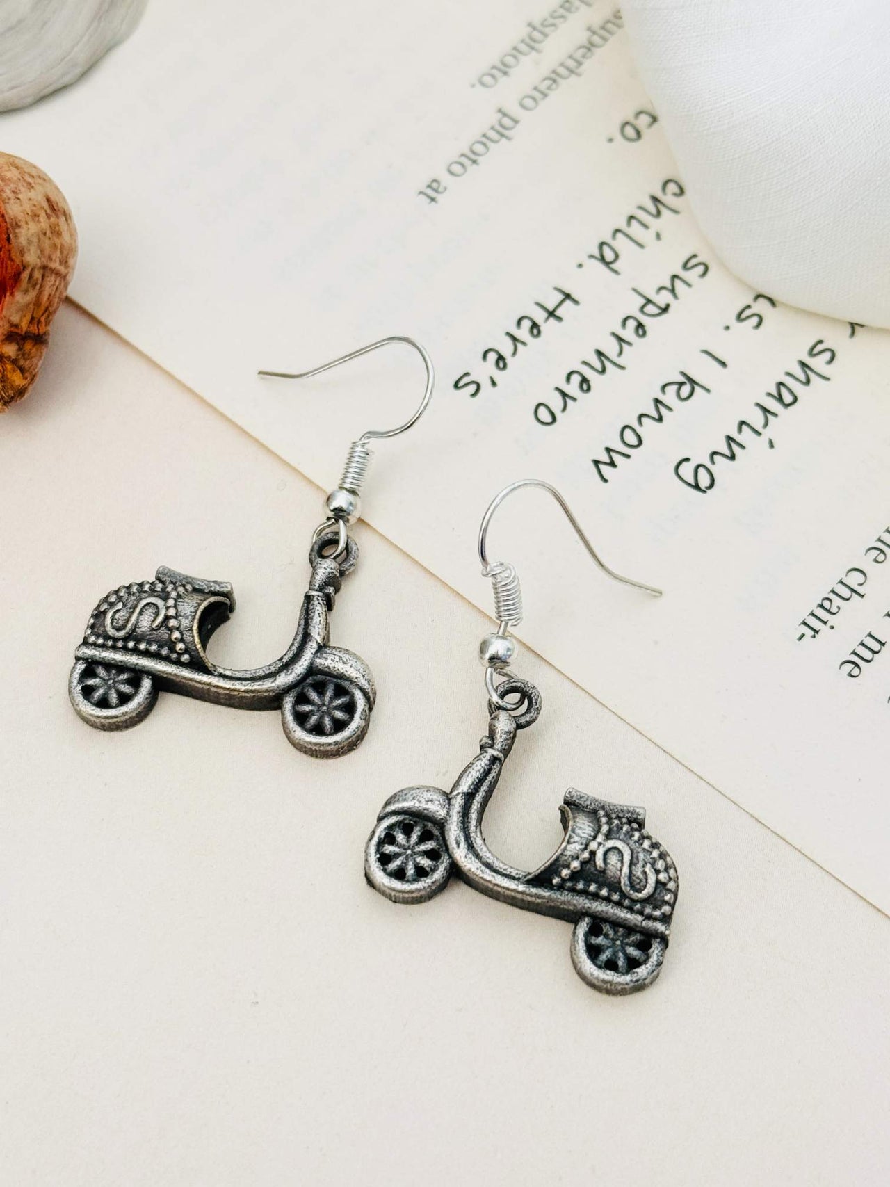 Mini Scooter Style German Silver Plated Earring