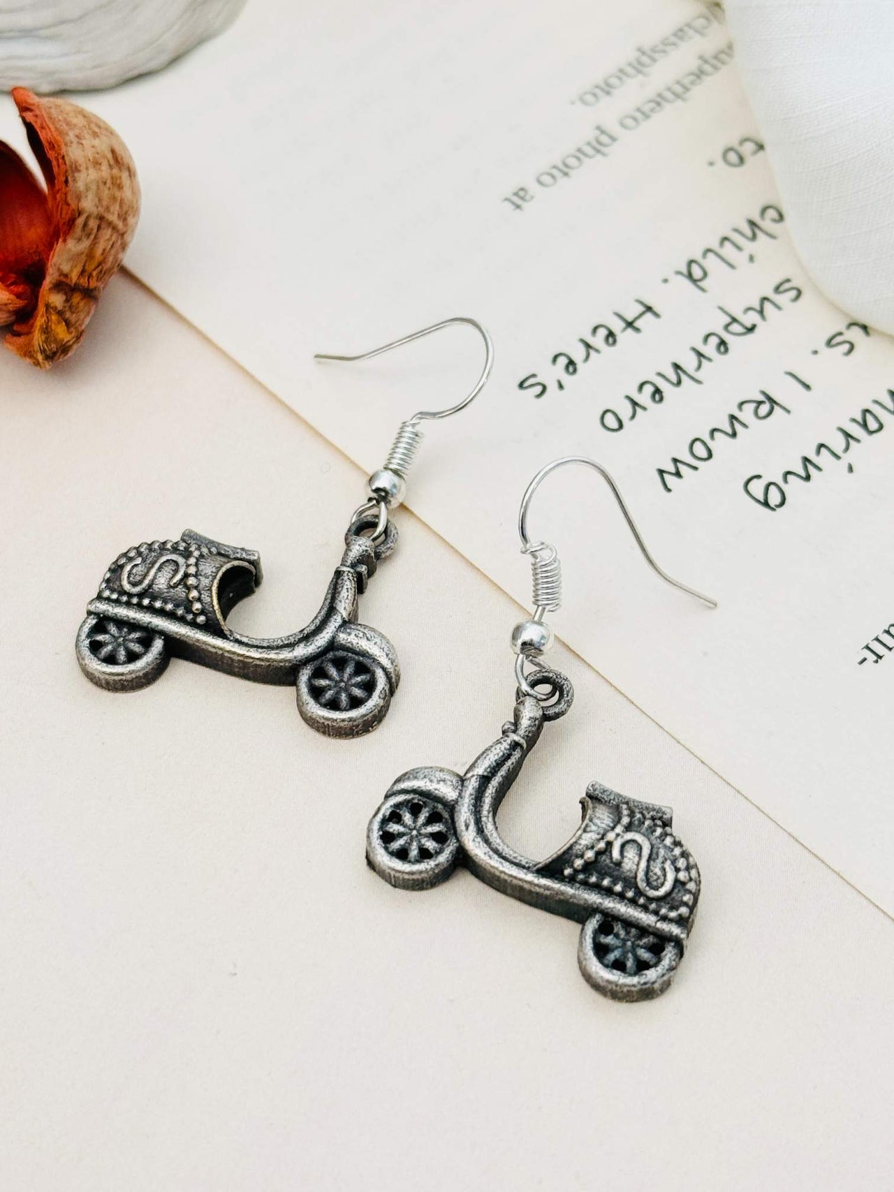 Mini Scooter Style German Silver Plated Earring