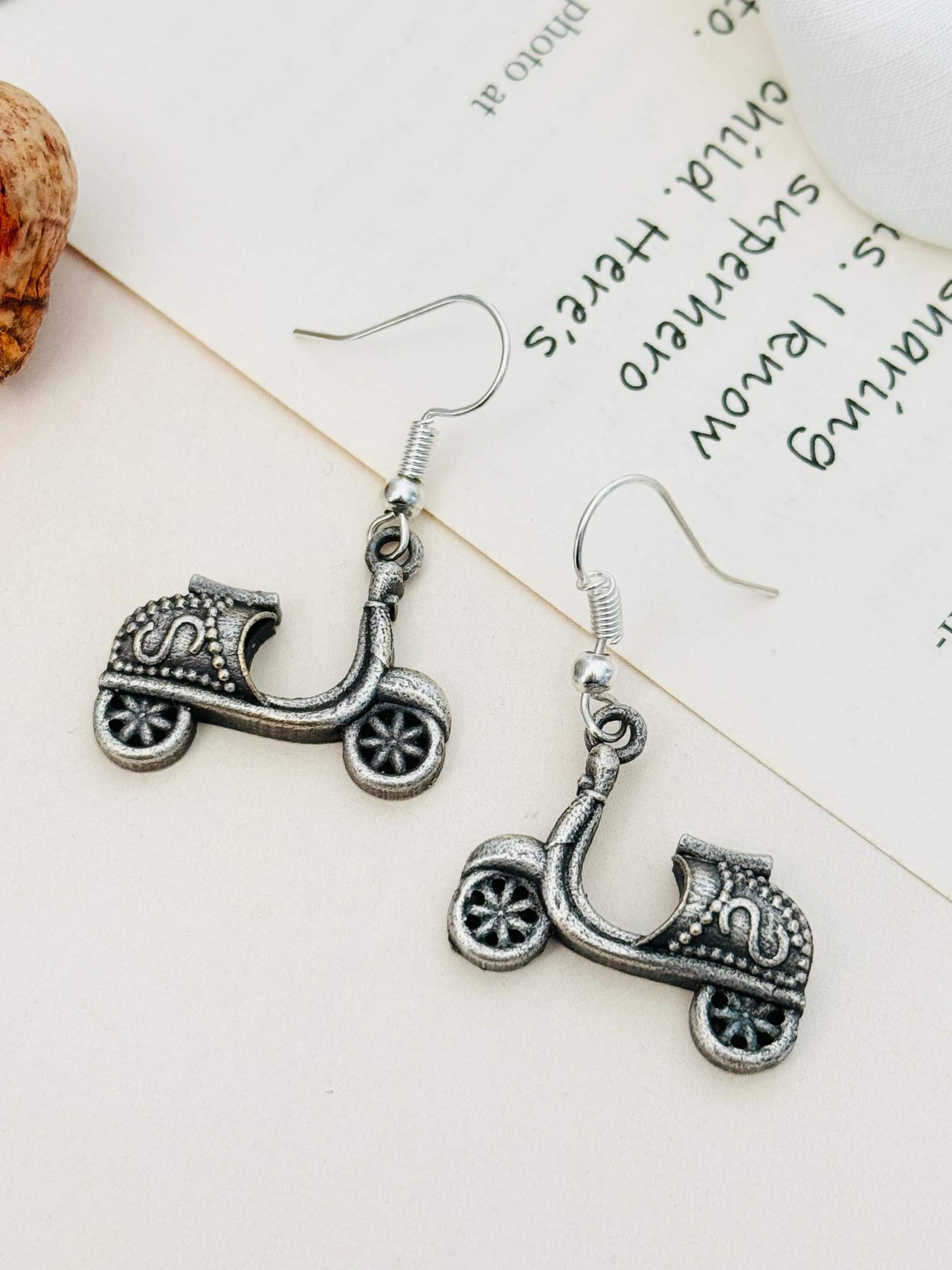 Mini Scooter Style German Silver Plated Earring