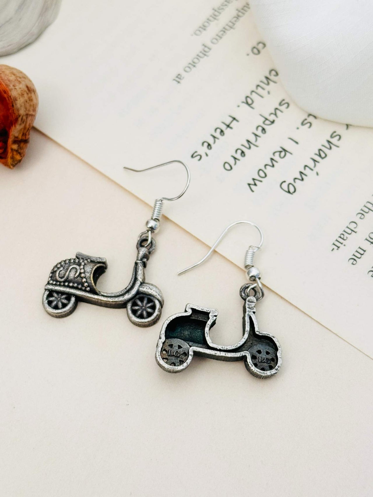 Mini Scooter Style German Silver Plated Earring