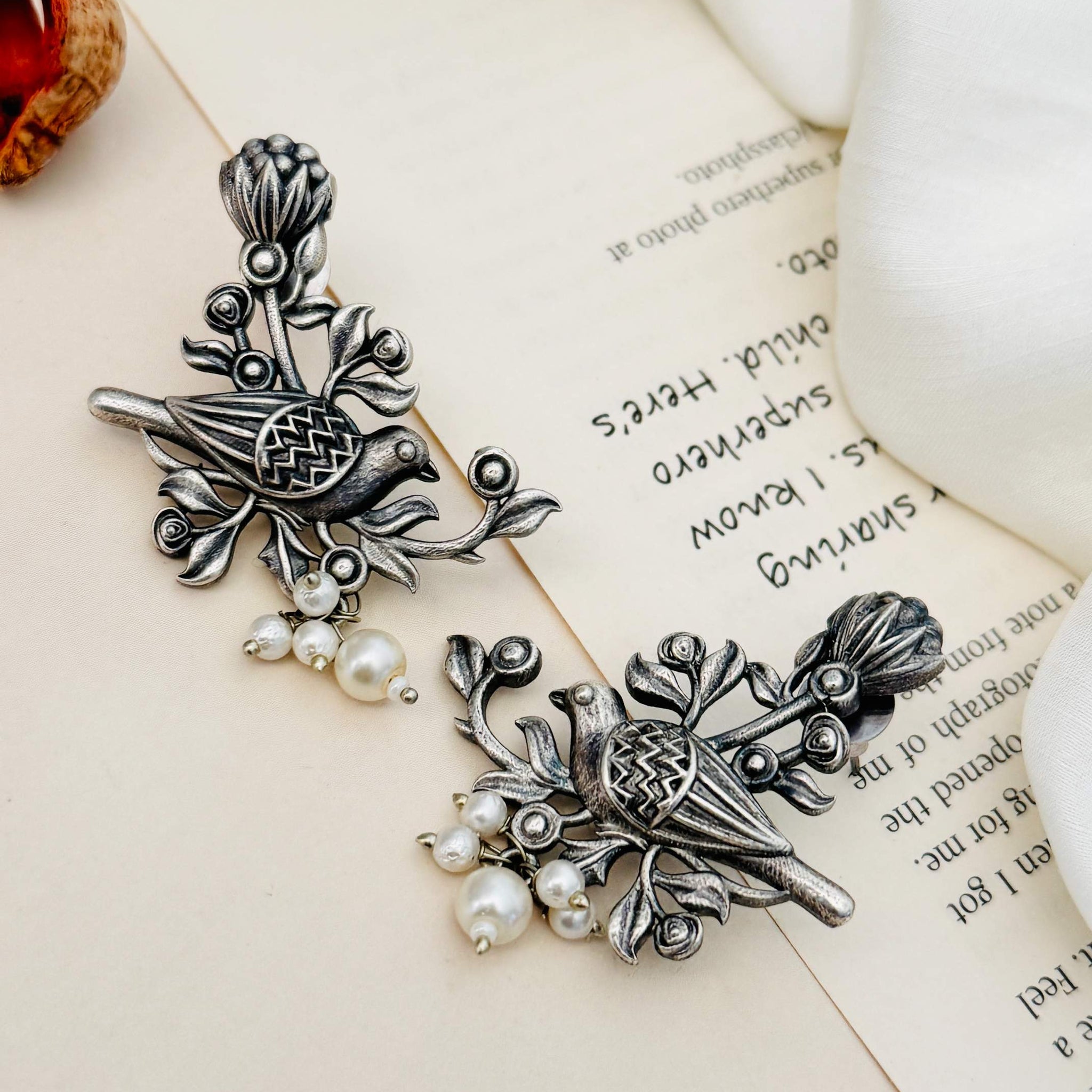 Beautiful German Silver Plated Bird Stud Earring
