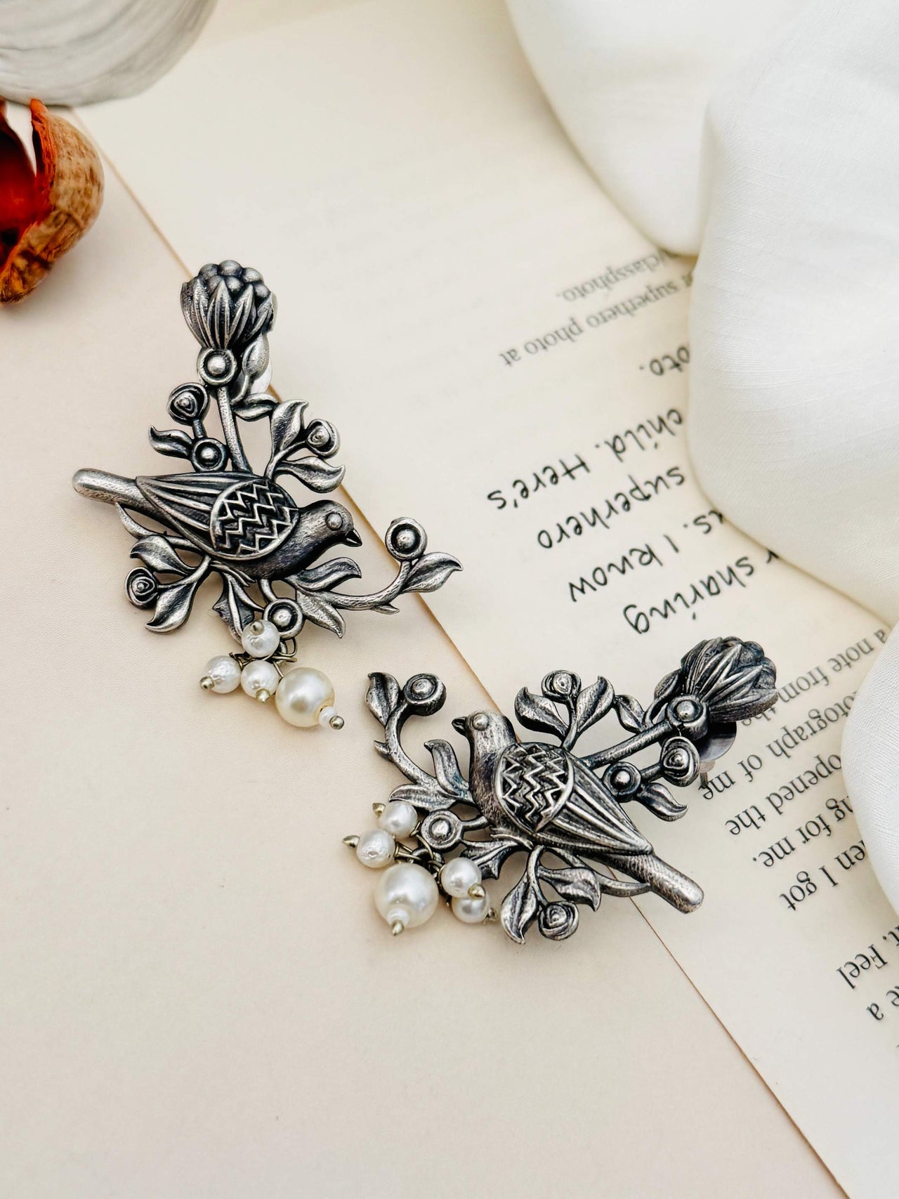 Beautiful German Silver Plated Bird Stud Earring