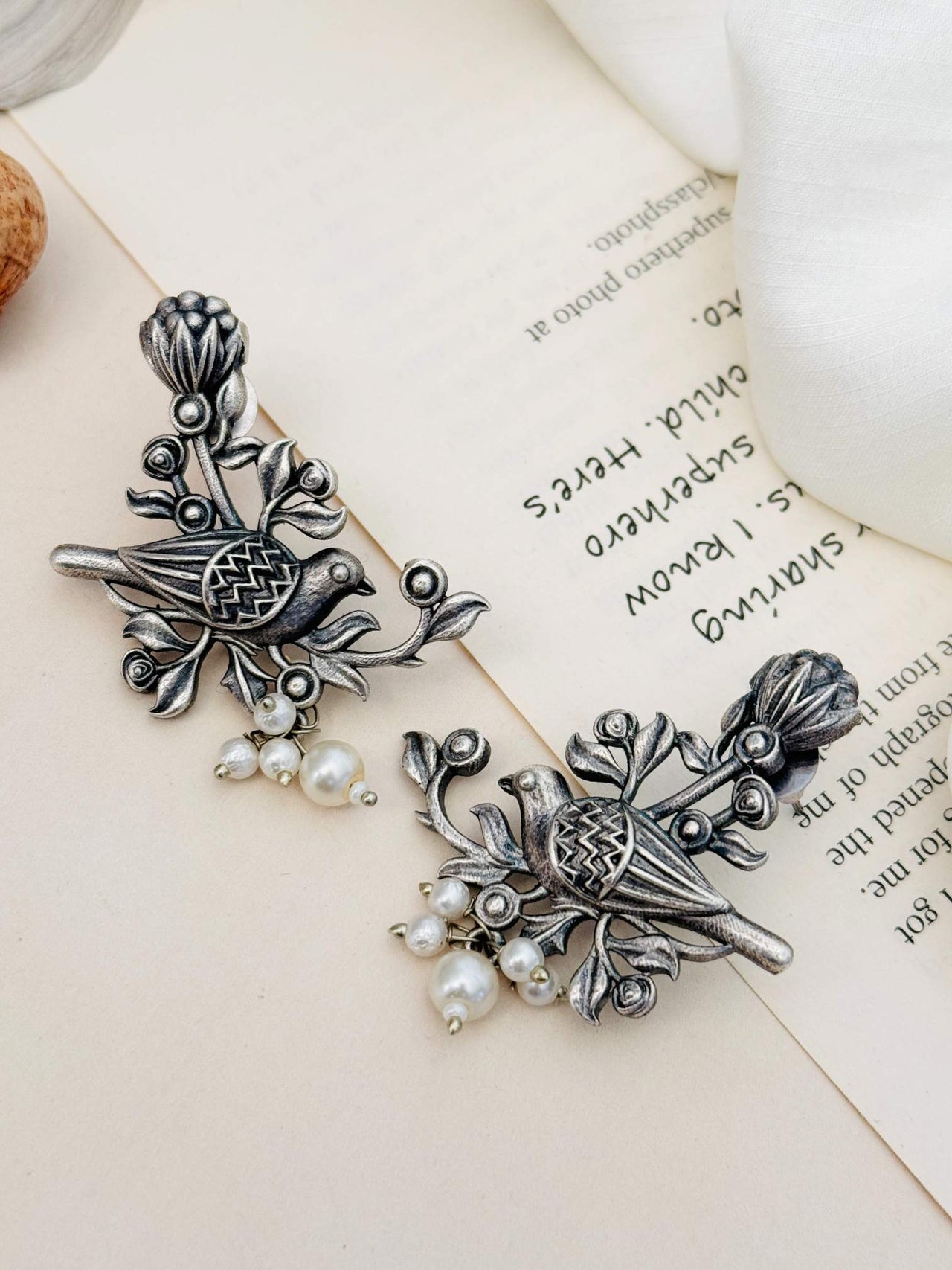 Beautiful German Silver Plated Bird Stud Earring