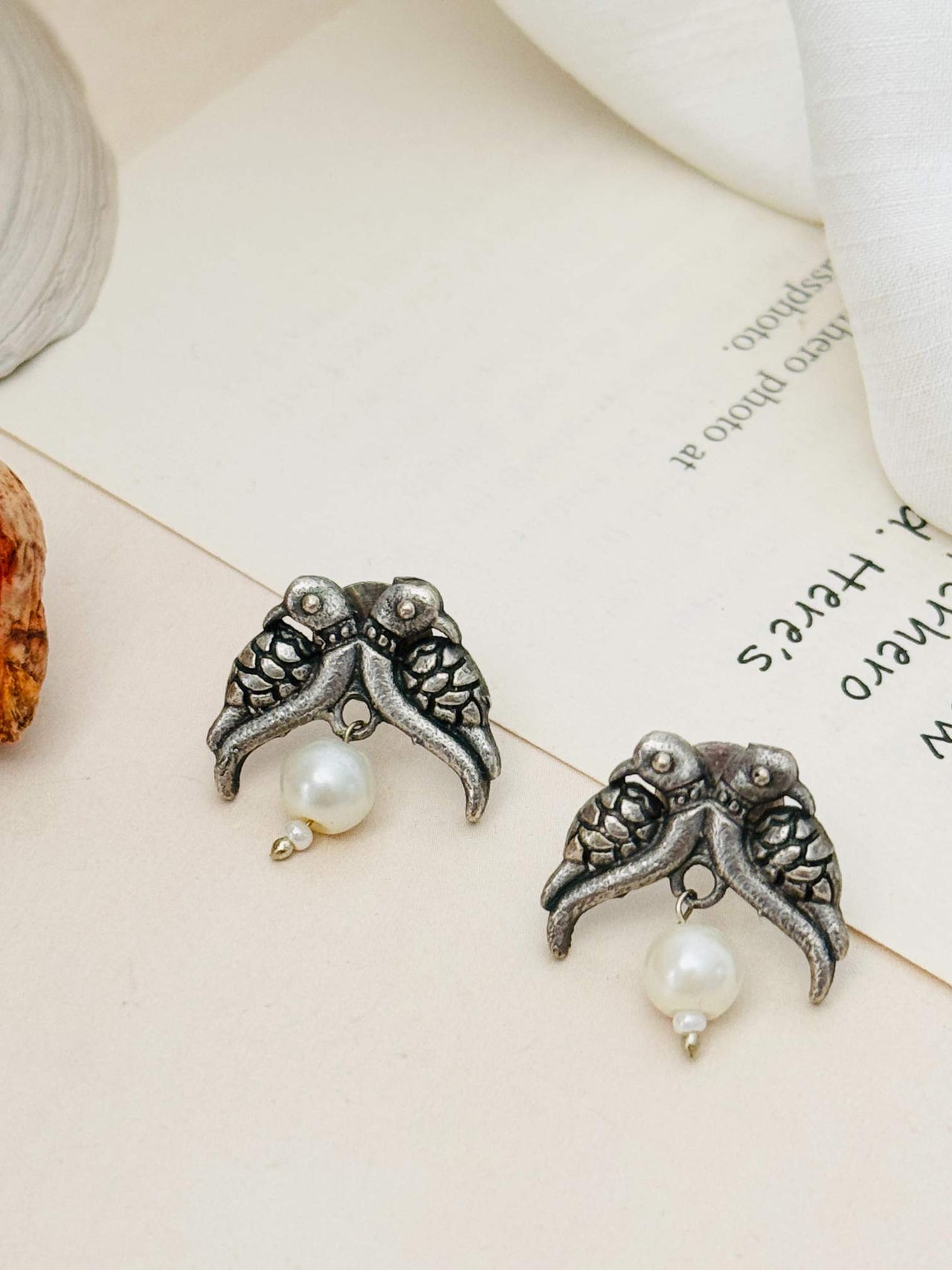 Artistic German Silver Plated Bird Stud Earring