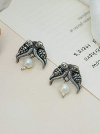 Thumbnail for Artistic German Silver Plated Bird Stud Earring