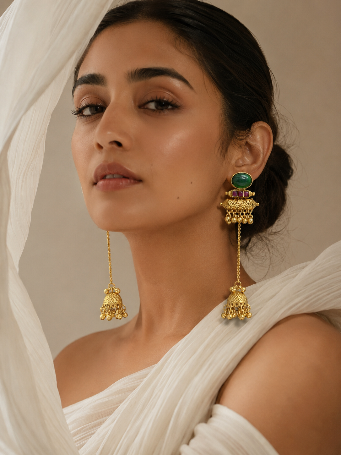Traditional Gold Tone Long Jhumki Earrings - earrings by Abdesigns Jewellery