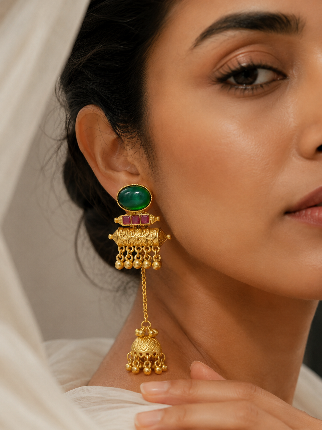 Traditional Gold Tone Long Jhumki Earrings - earrings by Abdesigns Jewellery