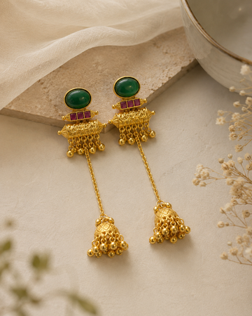 Traditional Gold Tone Long Jhumki Earrings - earrings by Abdesigns Jewellery