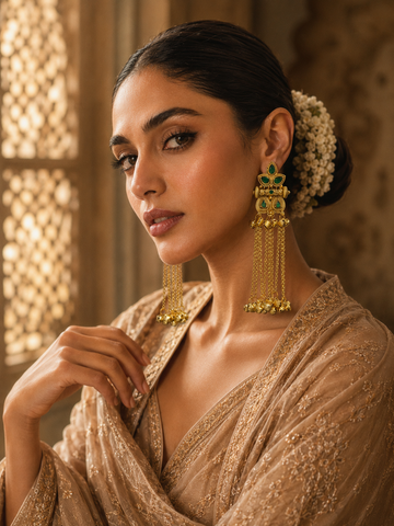 Royal Gold Tone Chandbali Style Kashmiri Earrings - earrings by Abdesigns Jewellery