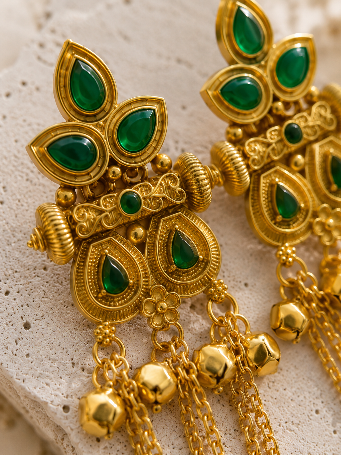 Royal Gold Tone Chandbali Style Kashmiri Earrings - earrings by Abdesigns Jewellery