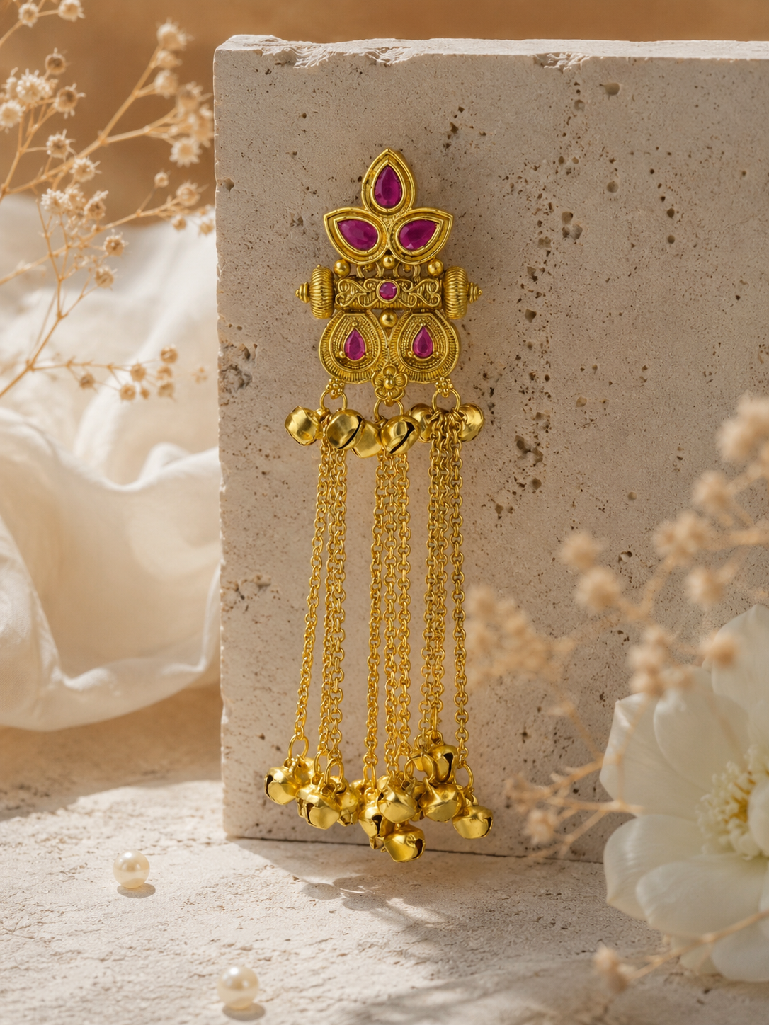 Royal Gold Tone Chandbali Style Kashmiri Earrings - earrings by Abdesigns Jewellery