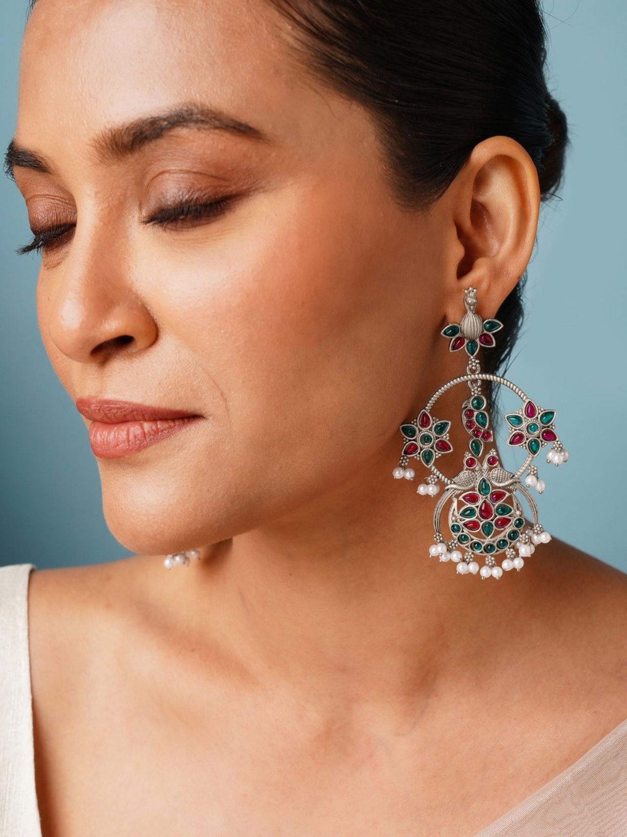 Premium German Silver Peacock Peacock Earrings
