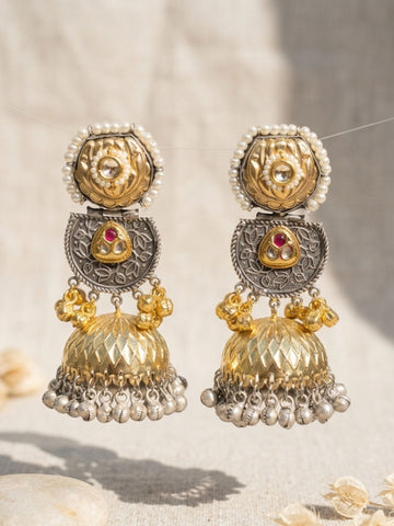 Dual Tone Jhumka Earrings – Ghungroo Festive - earrings by Abdesigns Jewellery