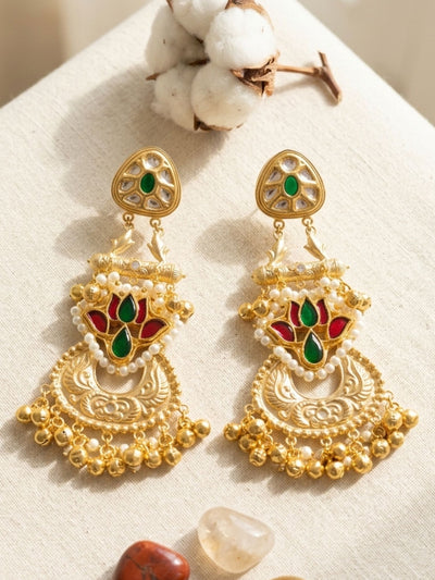 Traditional Dual Tone Ethnic Earrings with Pearl Detailing | Abdesigns