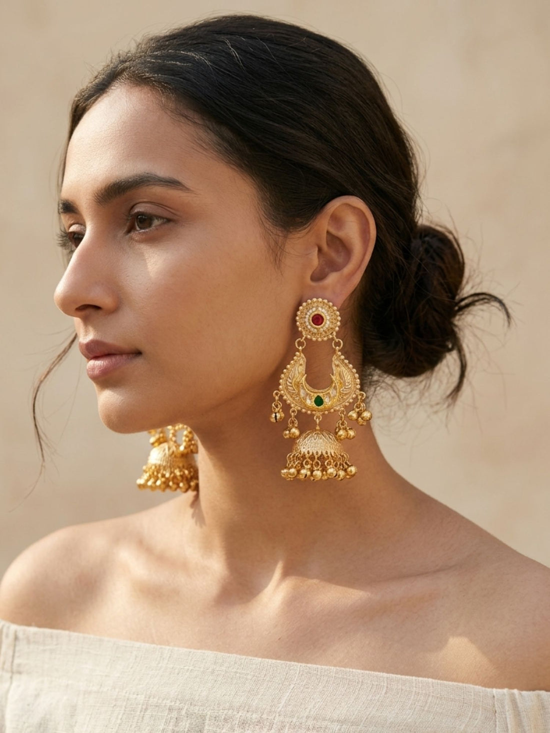 Traditional Gold Plated Jhumka Earrings with Ghungroo Drops | Abdesigns