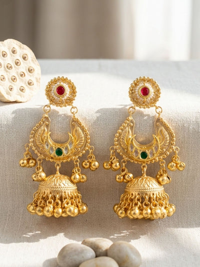 Traditional Gold Plated Jhumka Earrings with Ghungroo Drops | Abdesigns